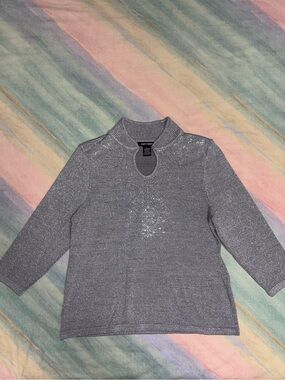 Select + Trend keyhole Sweater shimmering rhinestone Gray size L